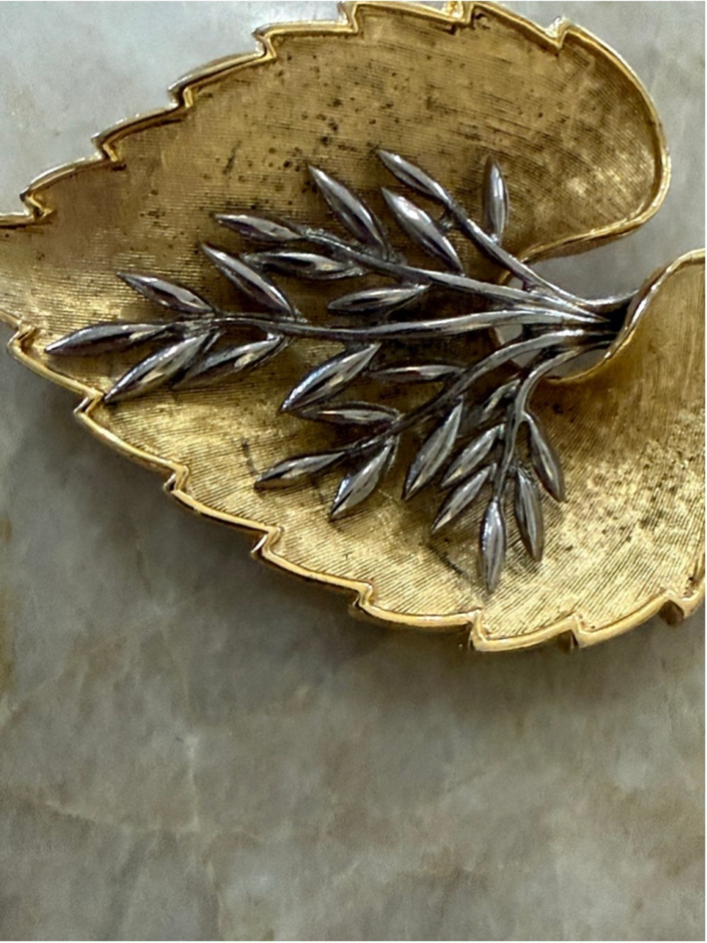 Kramer Gold & Silver Leaf Brooch One Size - Picture 2 of 6